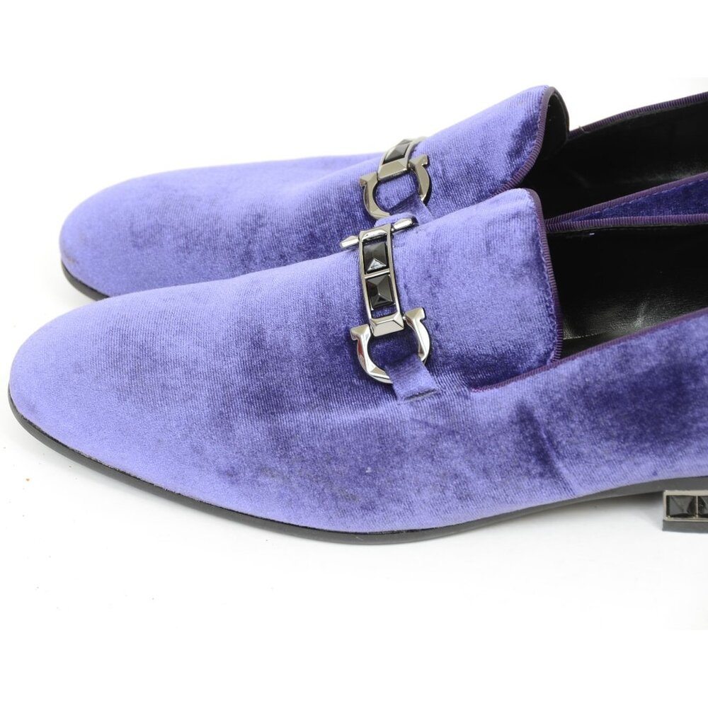 ALDO Men’s 12 Purple Suede Leather Bowtie Slip-On Loafer Horse-bit Preppy Gothic - Picture 5 of 8